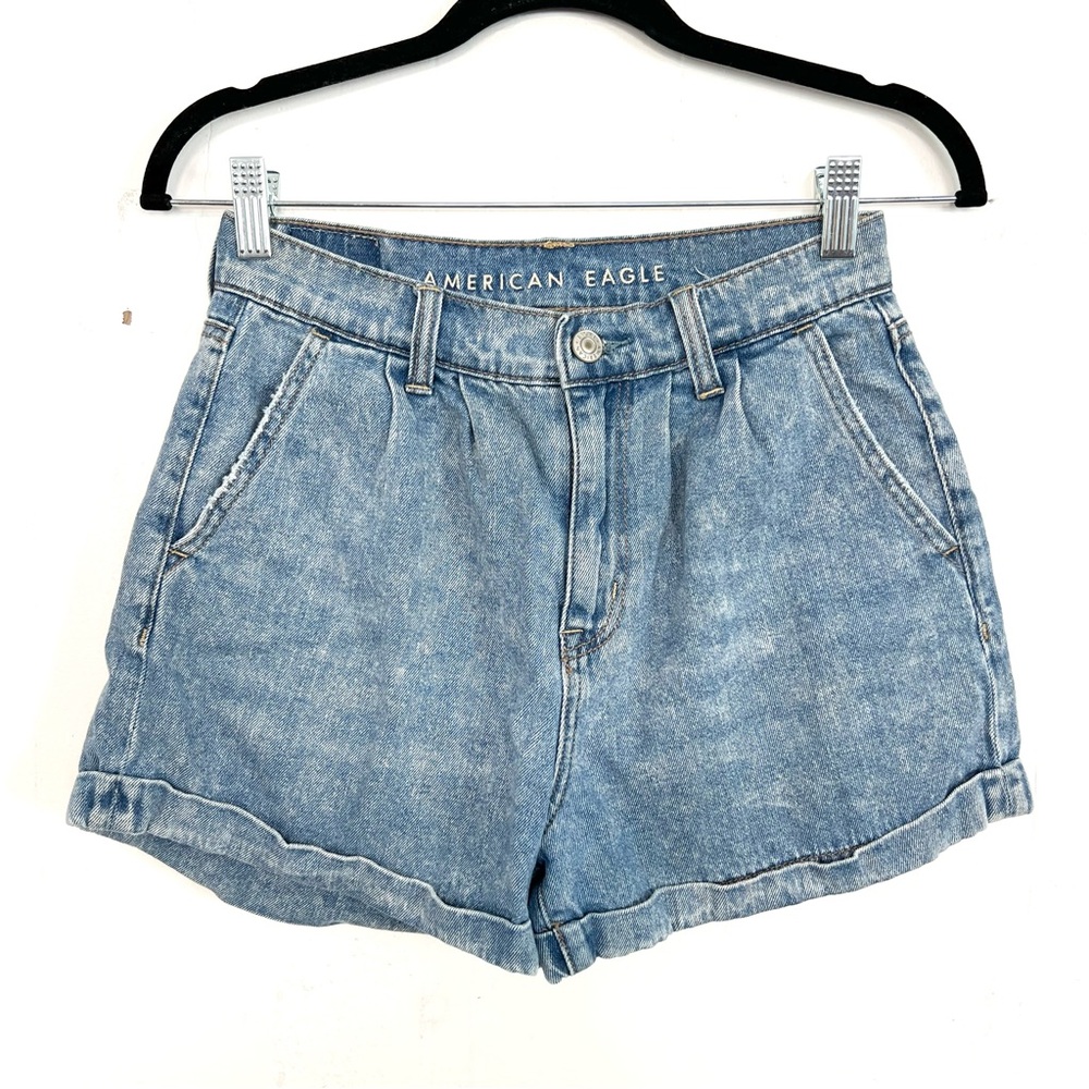 American Eagle Mom Short Jean Shorts Size 0 Stone Wash Cuffed - Picture 6 of 6